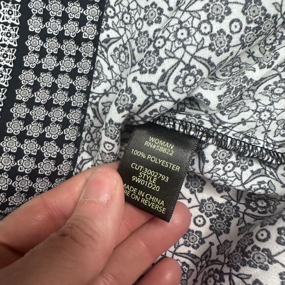 Max Studio Plus Kimono Cardigan Women’s 1X Black White Boho Print Open Front - Picture 5 of 5